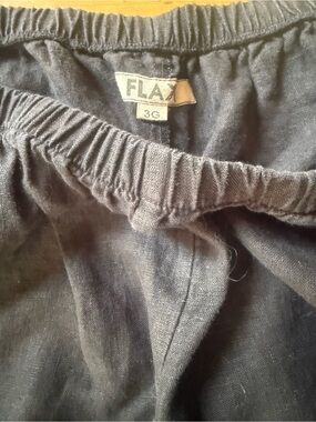 Flax Floods Black Organic Elastic-Waist Pants- 3G - like new